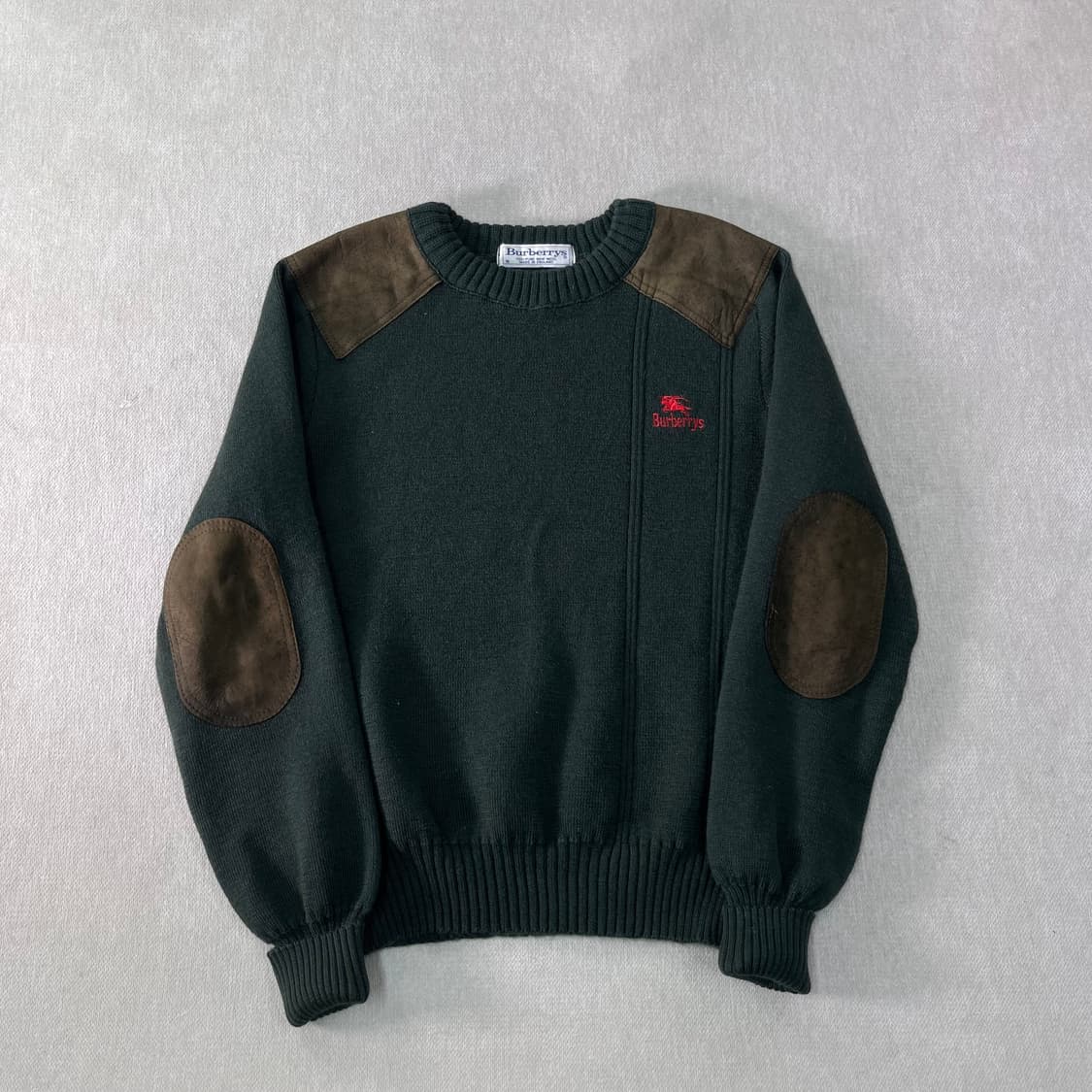 95 90s 버버리 코만도 엘보우 패치 카키 니트  상품이미지1