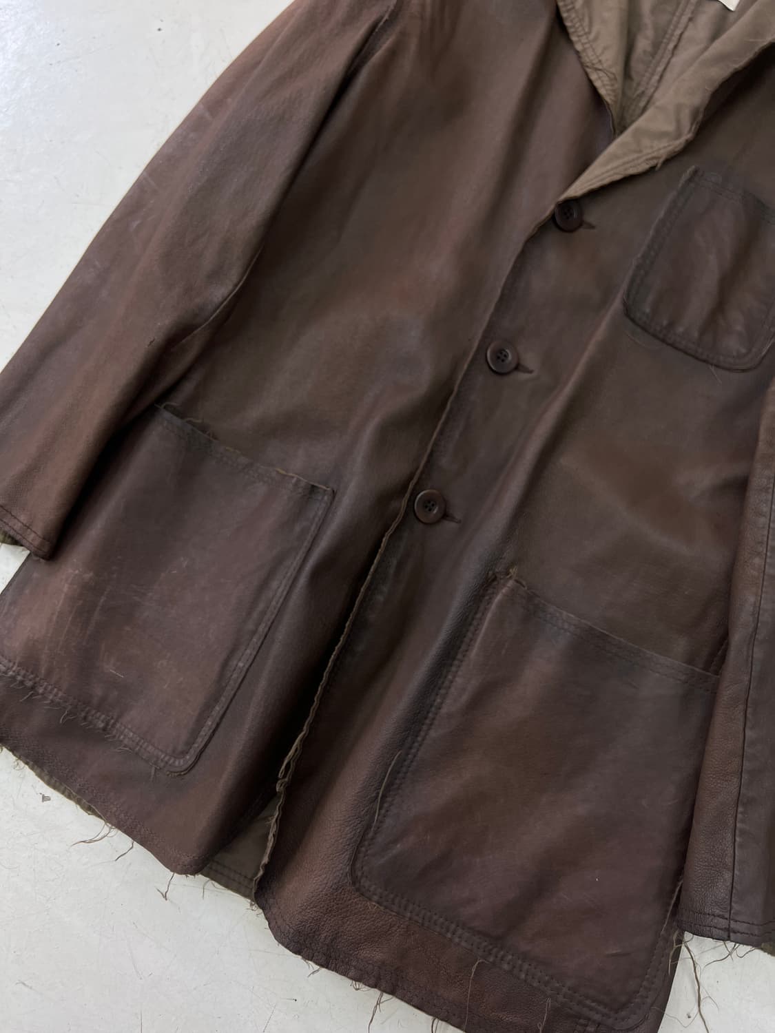 00s 엠포리오 아르마니 인사이드 아웃 레더 자켓  상품이미지4