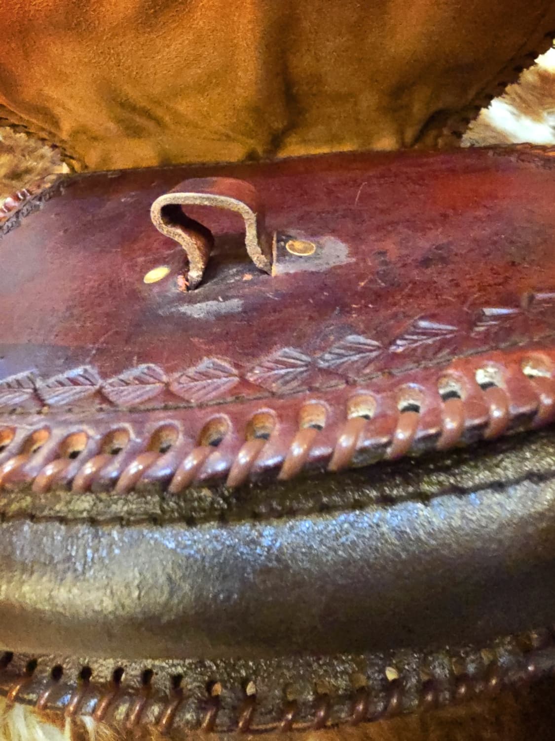 90s일본 빈티디 수제 통가죽 크로스백 상품이미지4