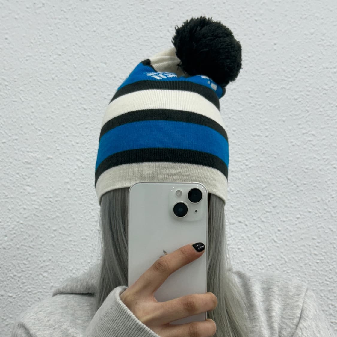 콜롬비아 블루 단가라 니트 비니 상품이미지1