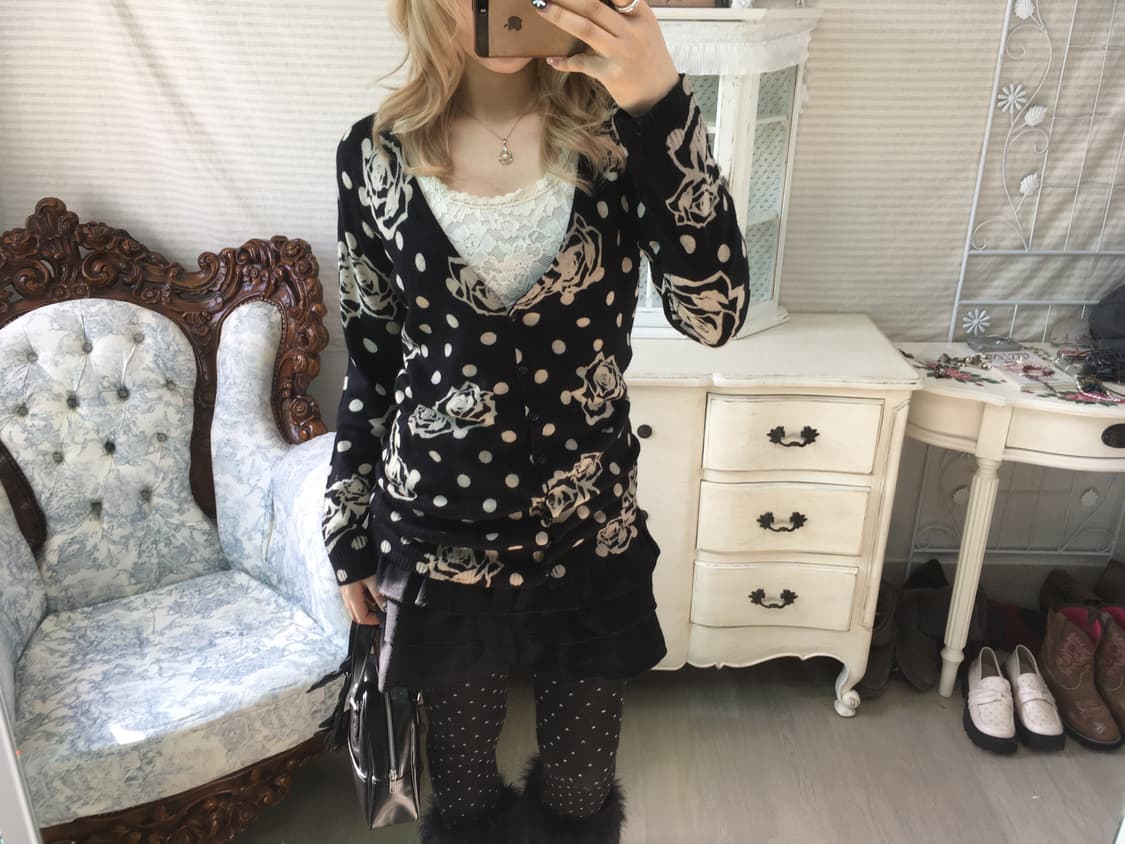 Cecil McBee black rose dot cardigan 상품이미지1