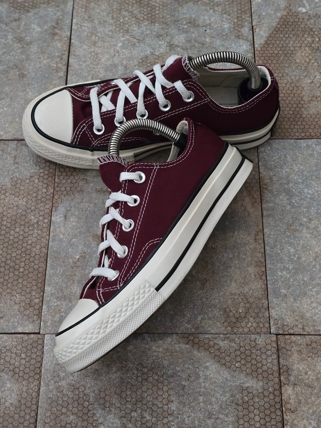 (220)컨버스 척 70 빈티지 캔버스 로우 버건디 스니커즈 상품이미지3