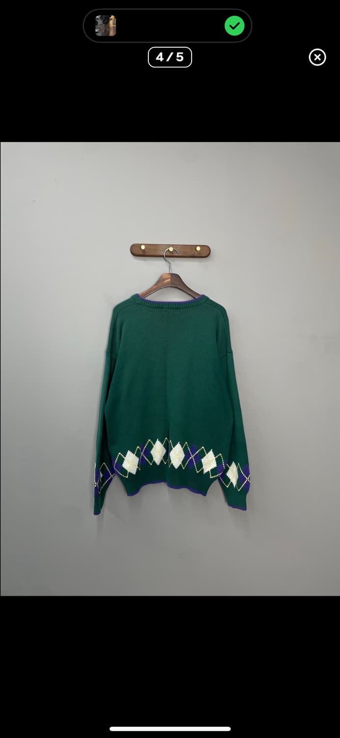 빈티지 풀오버 아가일 골프 그린 니트 A3261 상품이미지4