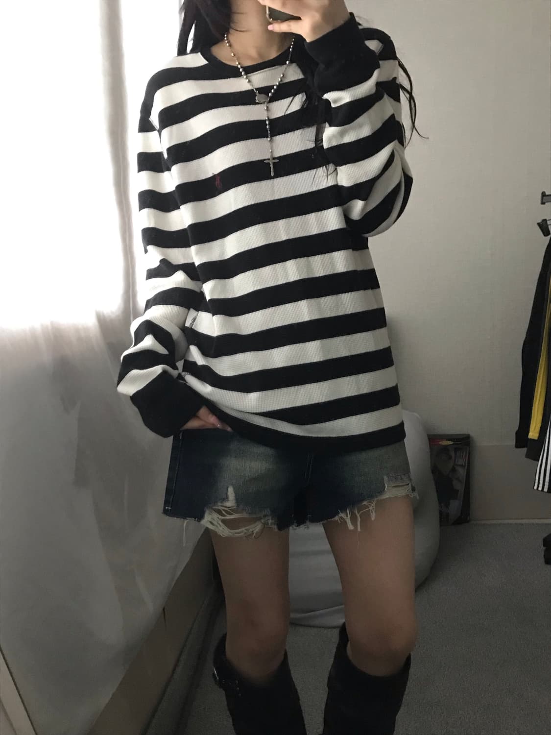 폴로 스트라이프 와플 롱슬리브 상품이미지1