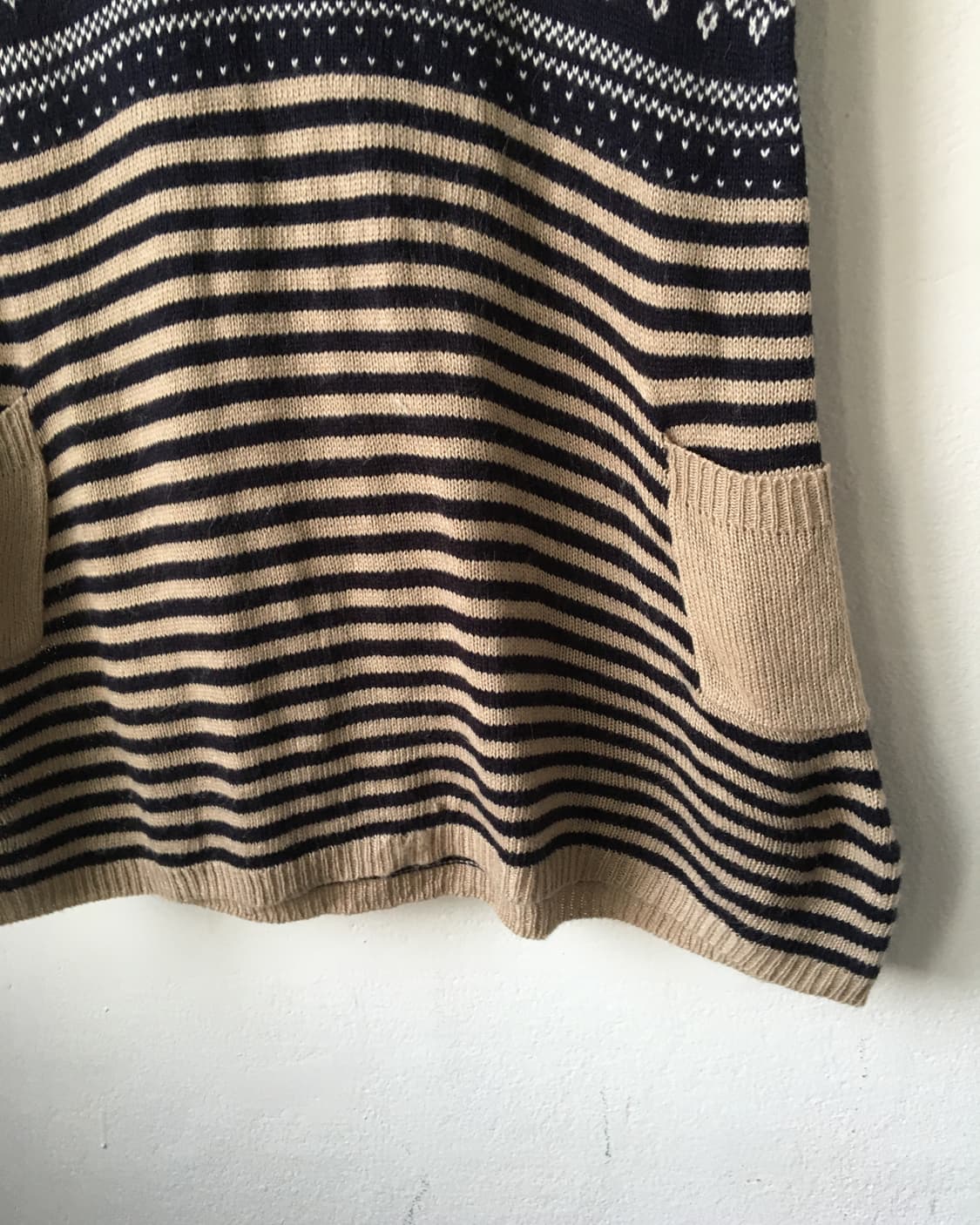 snow stripe pattern mixed knit onepiece 상품이미지4