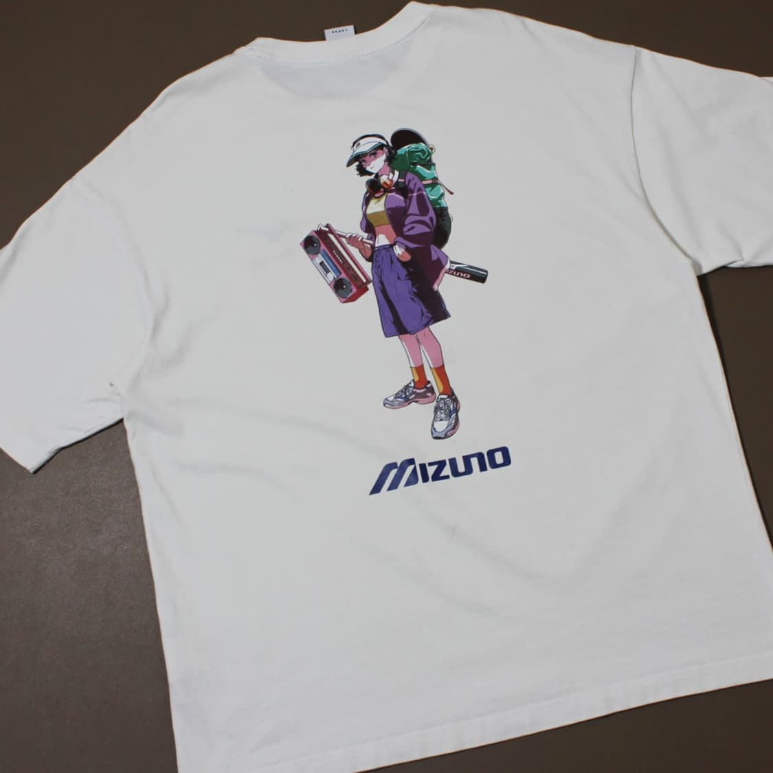미즈노 백 프린팅 화이트 반팔 상품이미지1
