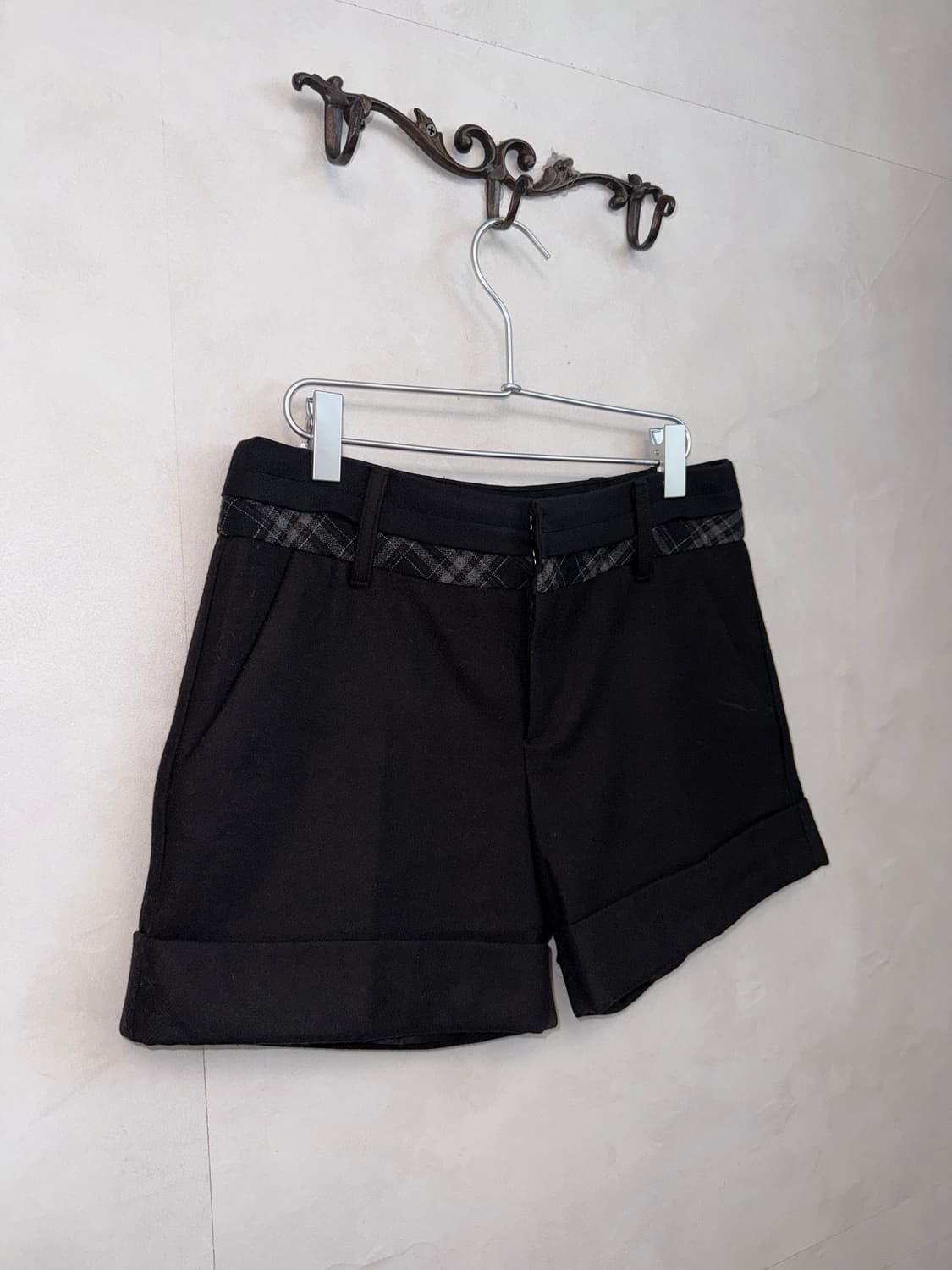 Tankus black check wool short pants 상품이미지2