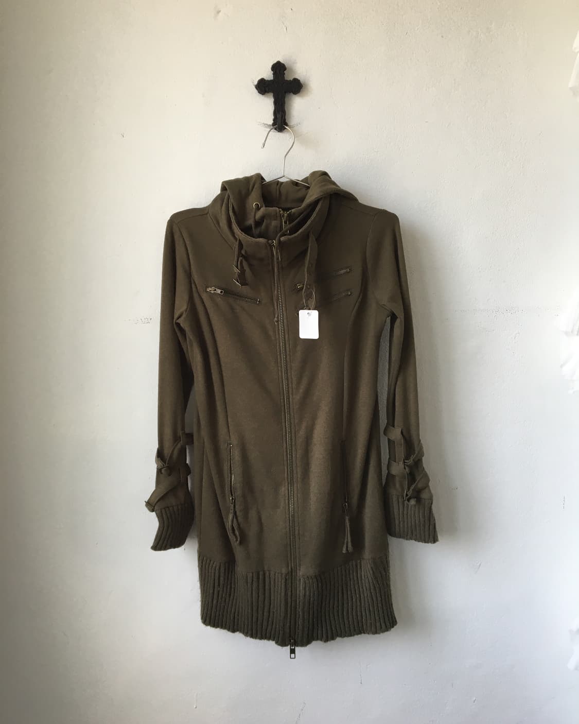 Belted high neck hood zip up 상품이미지2