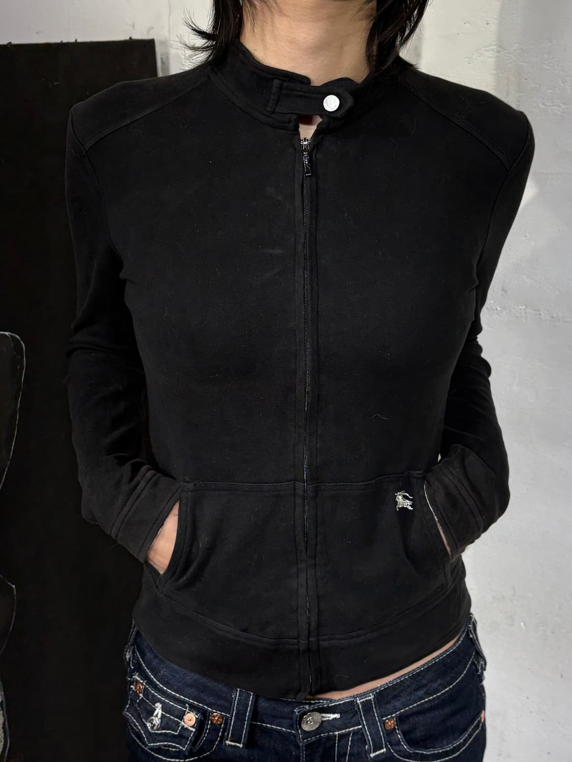 버버리 블랙 넥 카라 포인트 블랙 져지 집업 38 상품이미지5