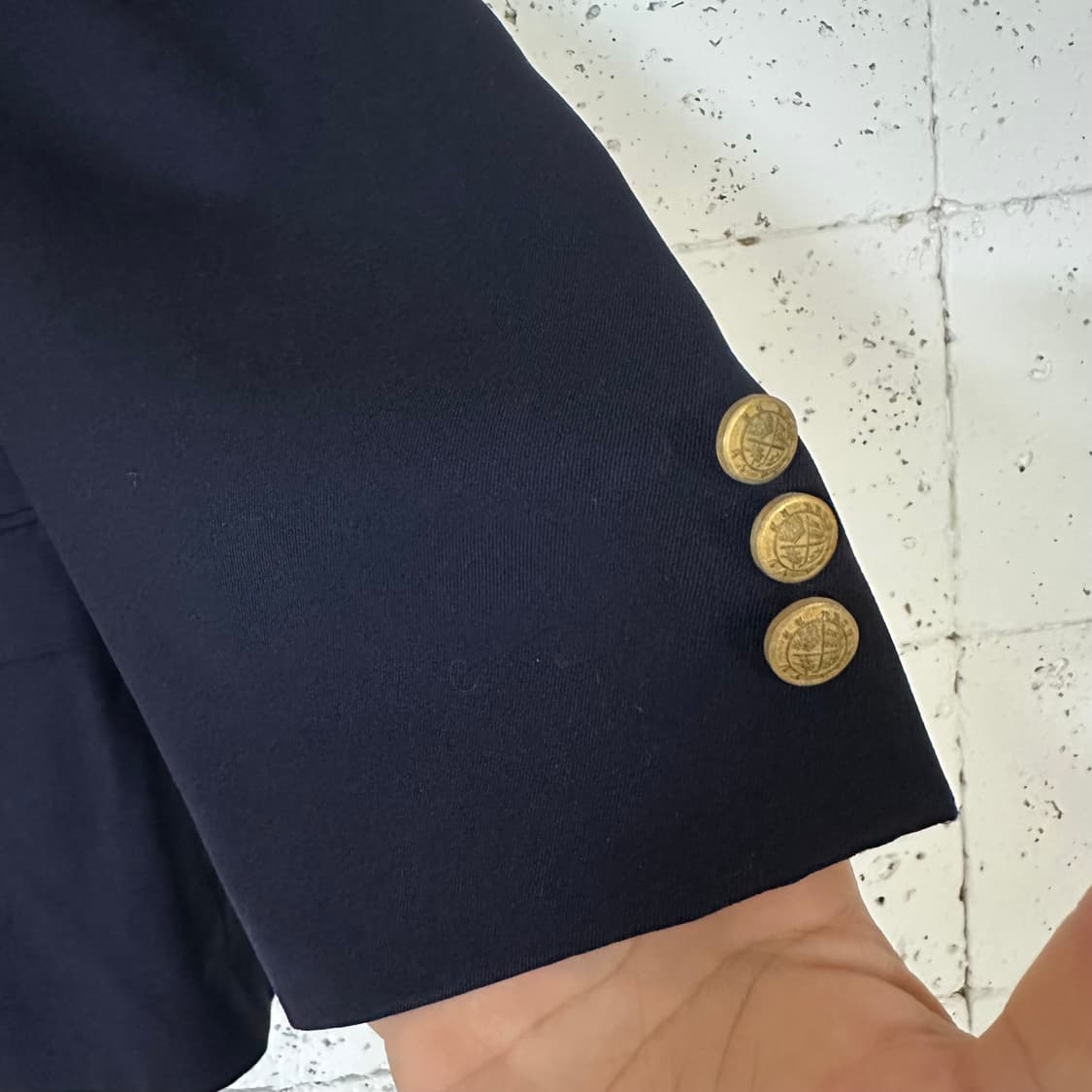 100 빈티지 금장 버튼 블레이저 네이비 상품이미지4