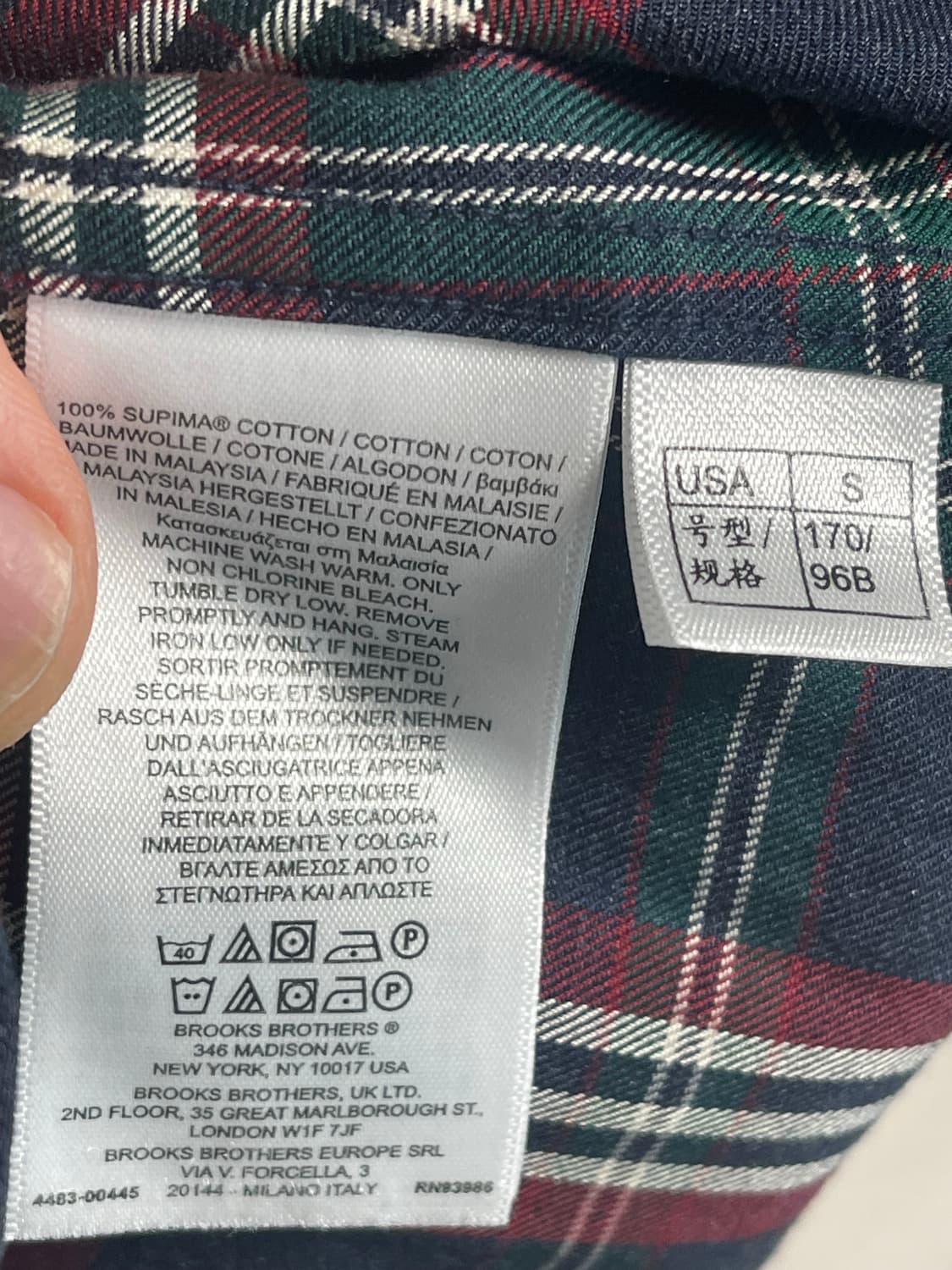 브룩스 브라더스 체크 버튼다운 긴팔 셔츠 S 상품이미지6