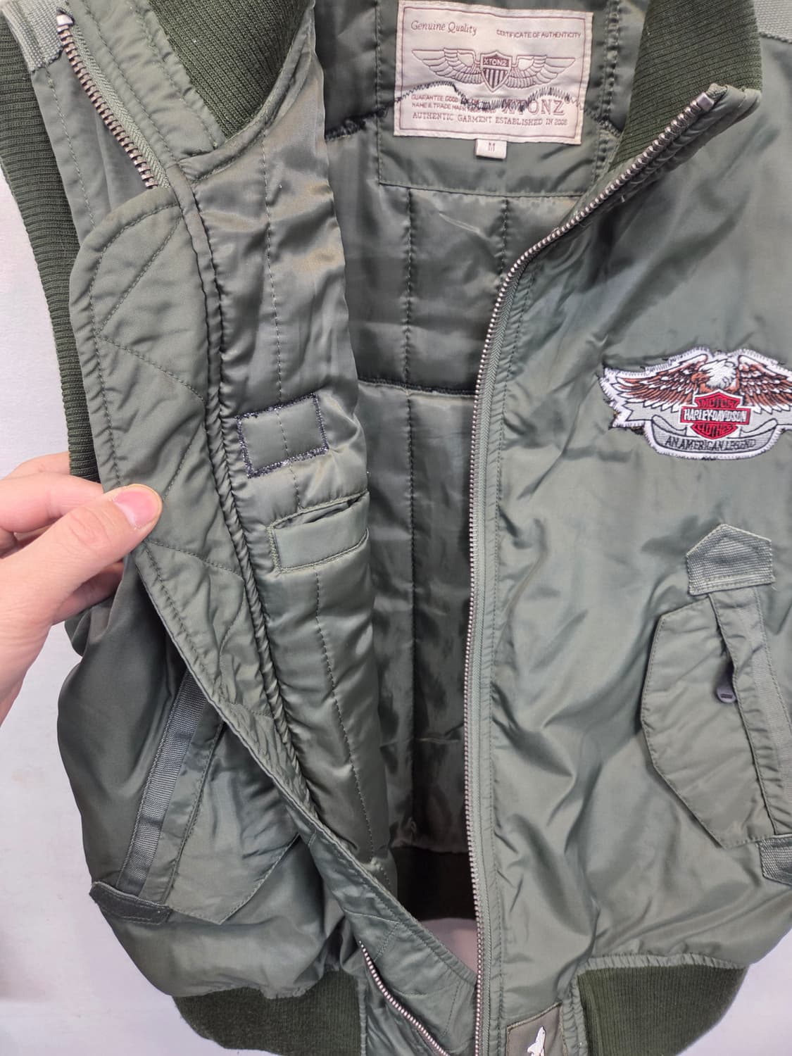 X tonz 밀리터리 할리패치 커스텀 누빔조끼 m 상품이미지5