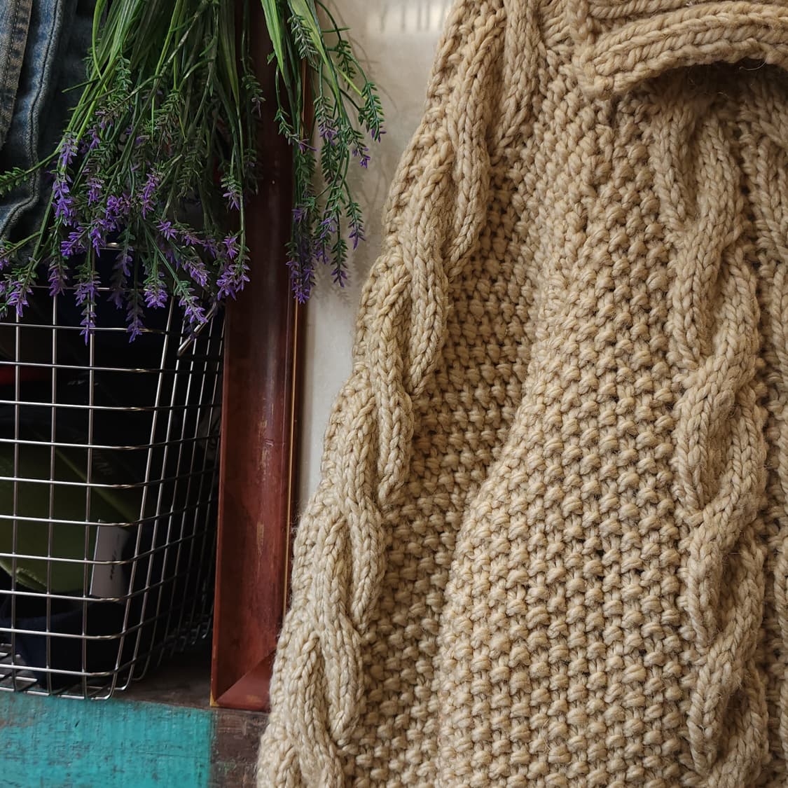 90s 프렌치 핸드메이드 울 가디건 코위찬 헤비울 스웨터 집업 니트 상품이미지4