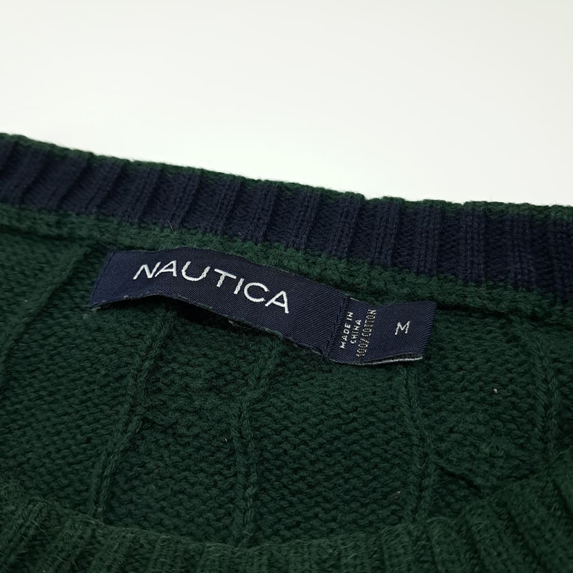 CL267 M 노티카 00s 코튼 케이블 그린 니트 스웨터 상품이미지3