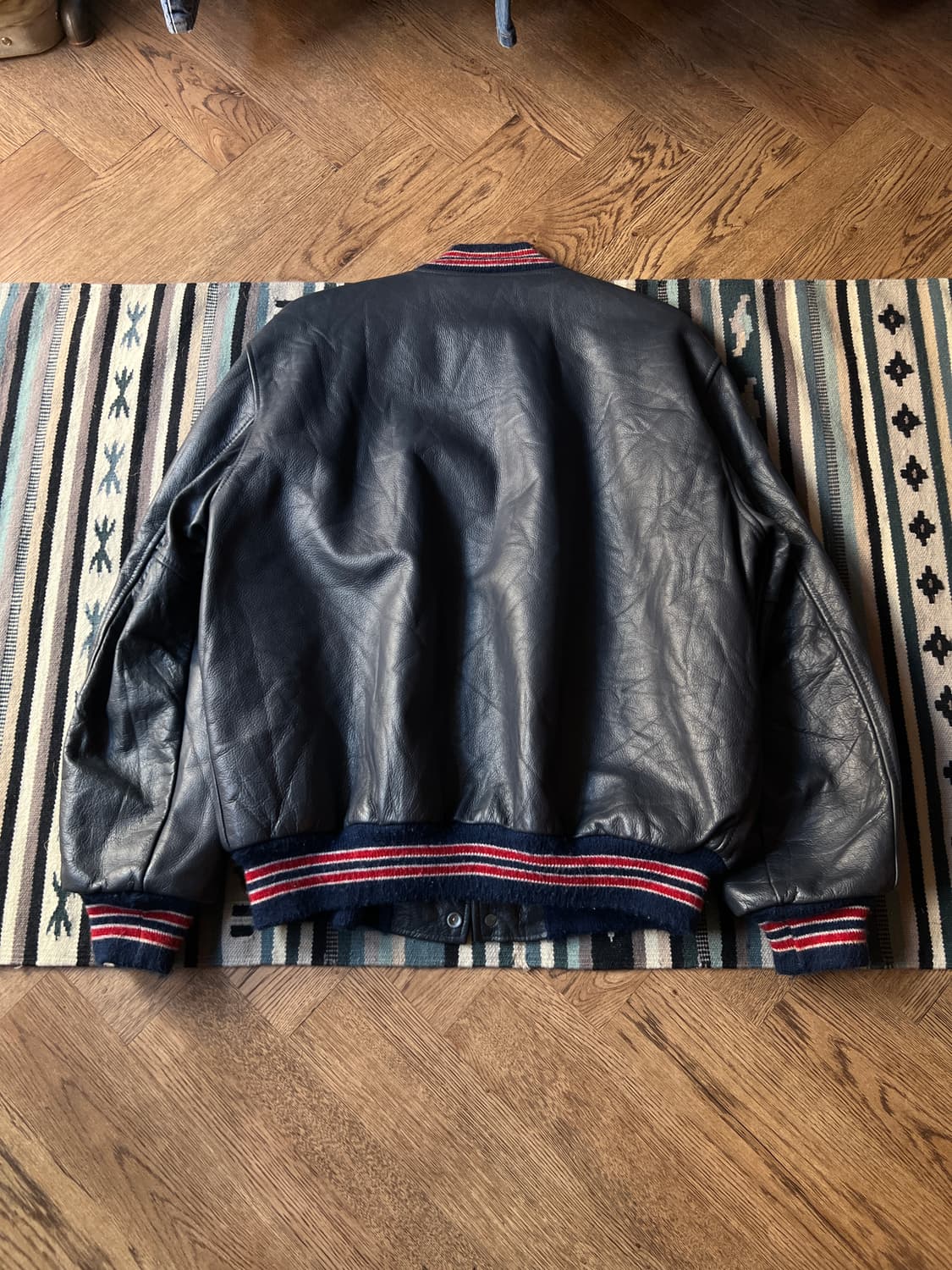 [L]90's Made in USA 올스타 리얼레더 바시티 자켓 상품이미지8