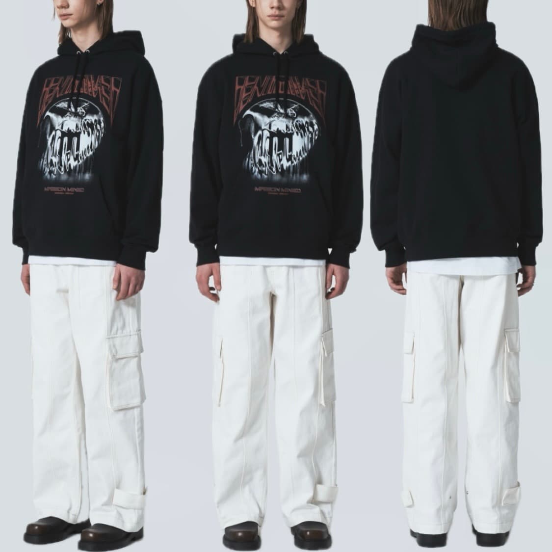 메종미네드 크롭 후드티 STICKY VIVID HOODIE BLACK 상품이미지2