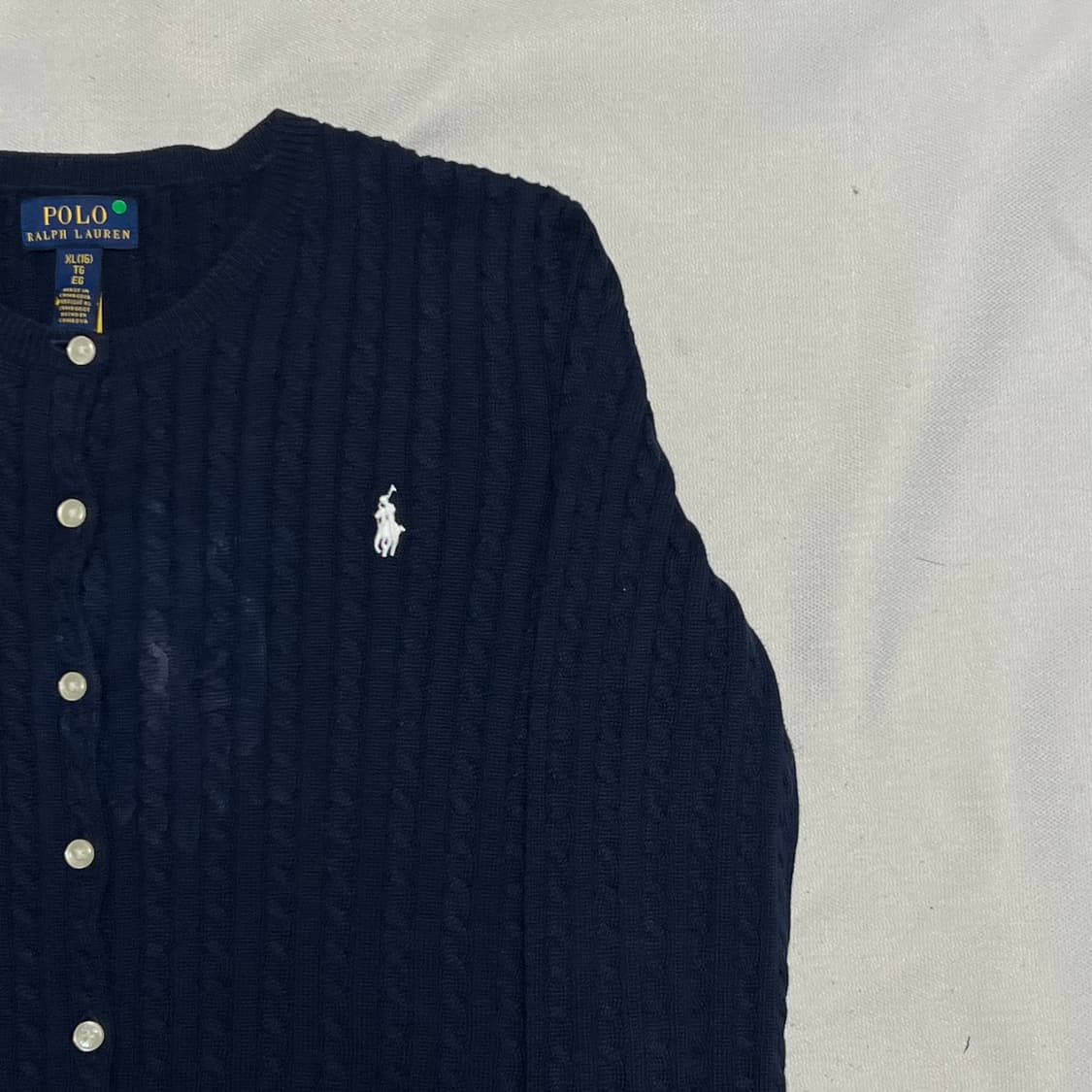 XL 폴로랄프로렌 화이트 포니 네이비 케이블 가디건 상품이미지1