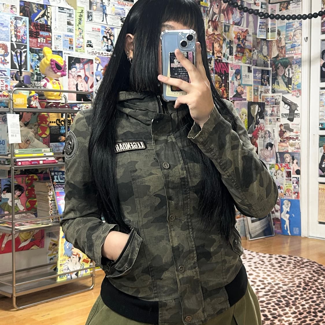 빈티지 밀리터리 카모 하이넥 코튼 집업 상품이미지1