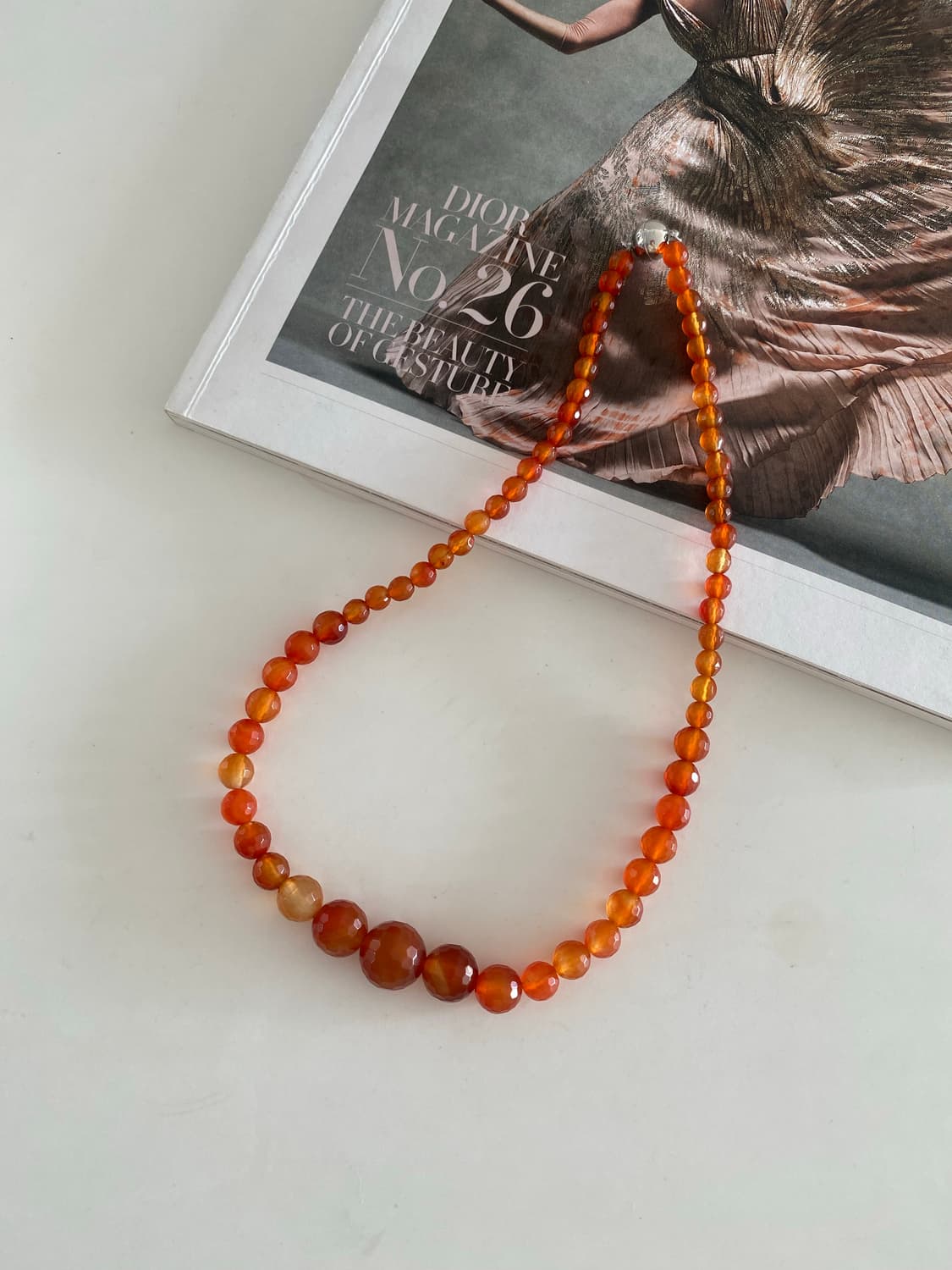 빈티지 카넬리언 비드 네크리스 목걸이 원석 상품이미지1