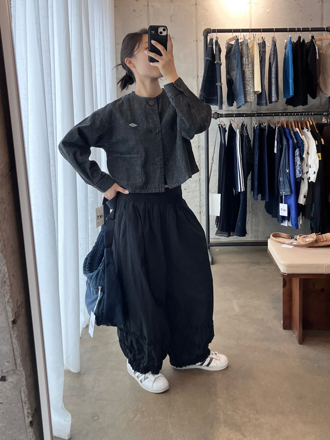 단톤 로고 데님 자켓 블랙 상품이미지9
