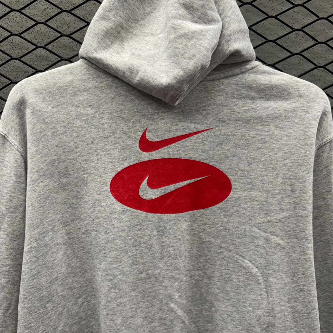 나이키 올드스쿨 후드집업 앙상블 스우시 로고 하이넥 디테일 멜란지그레이 상품이미지7