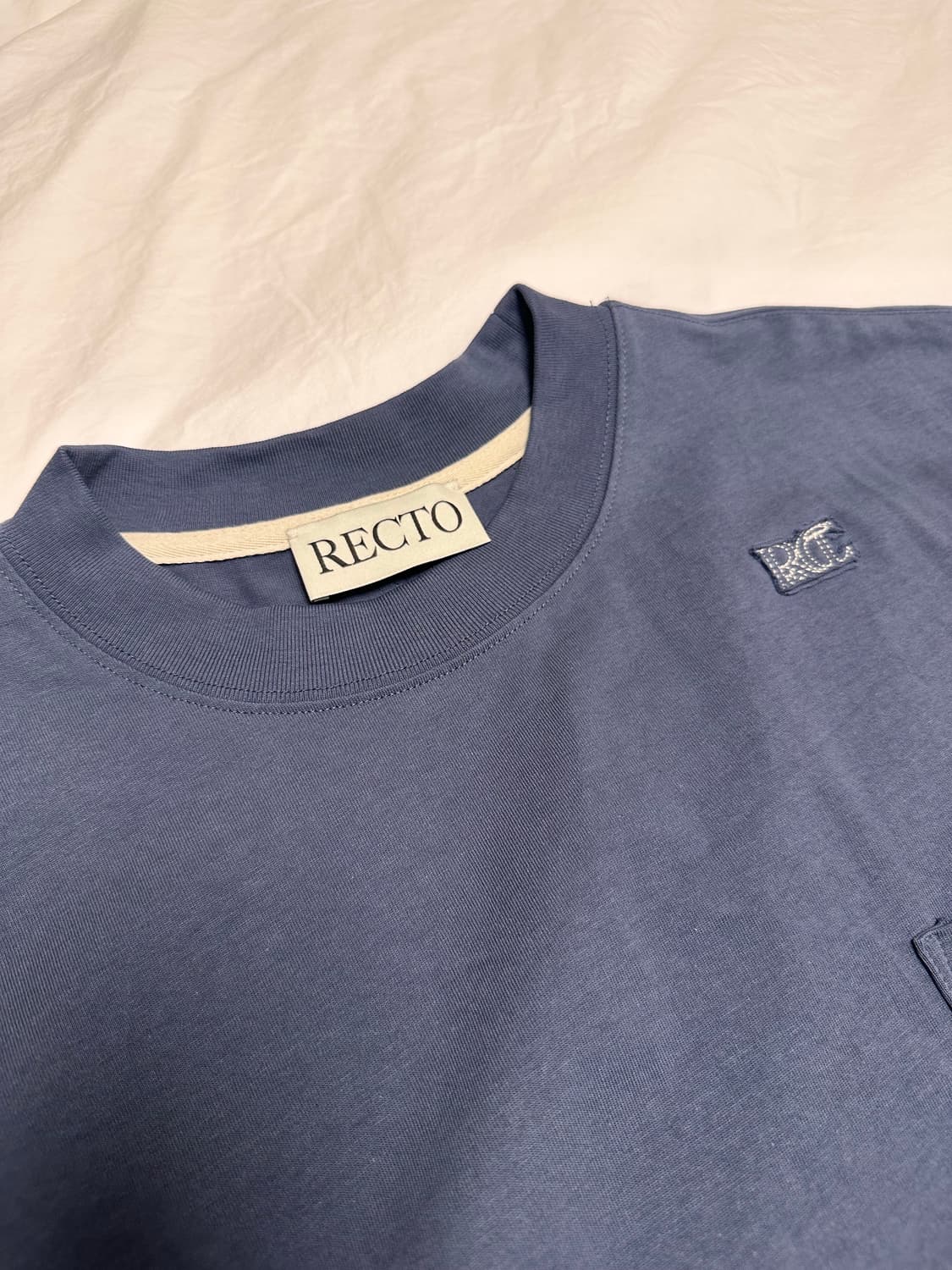 렉토 23ss RC EMBROIDERED 자수 반팔티 빈티지 블루 L 상품이미지3