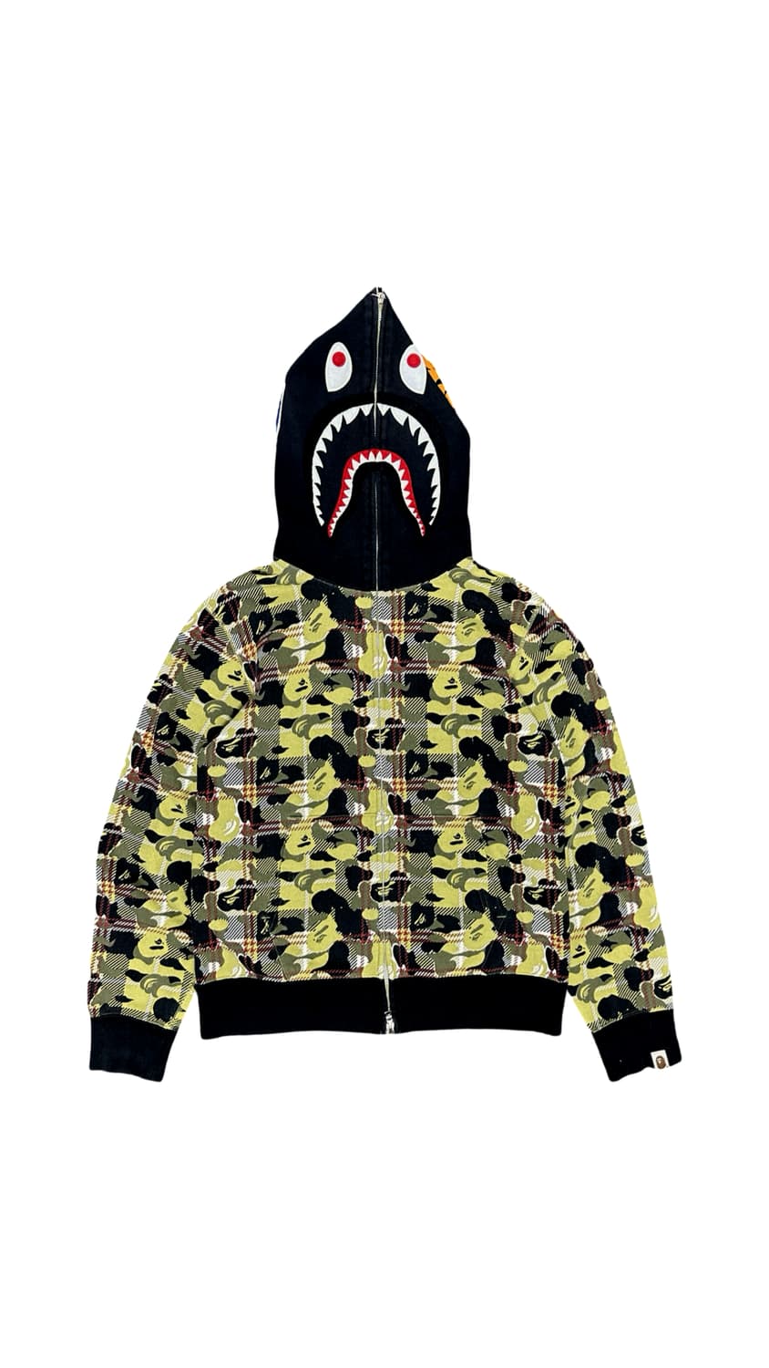 베이프 체크 카모 샤크 후드 집업 상품이미지1