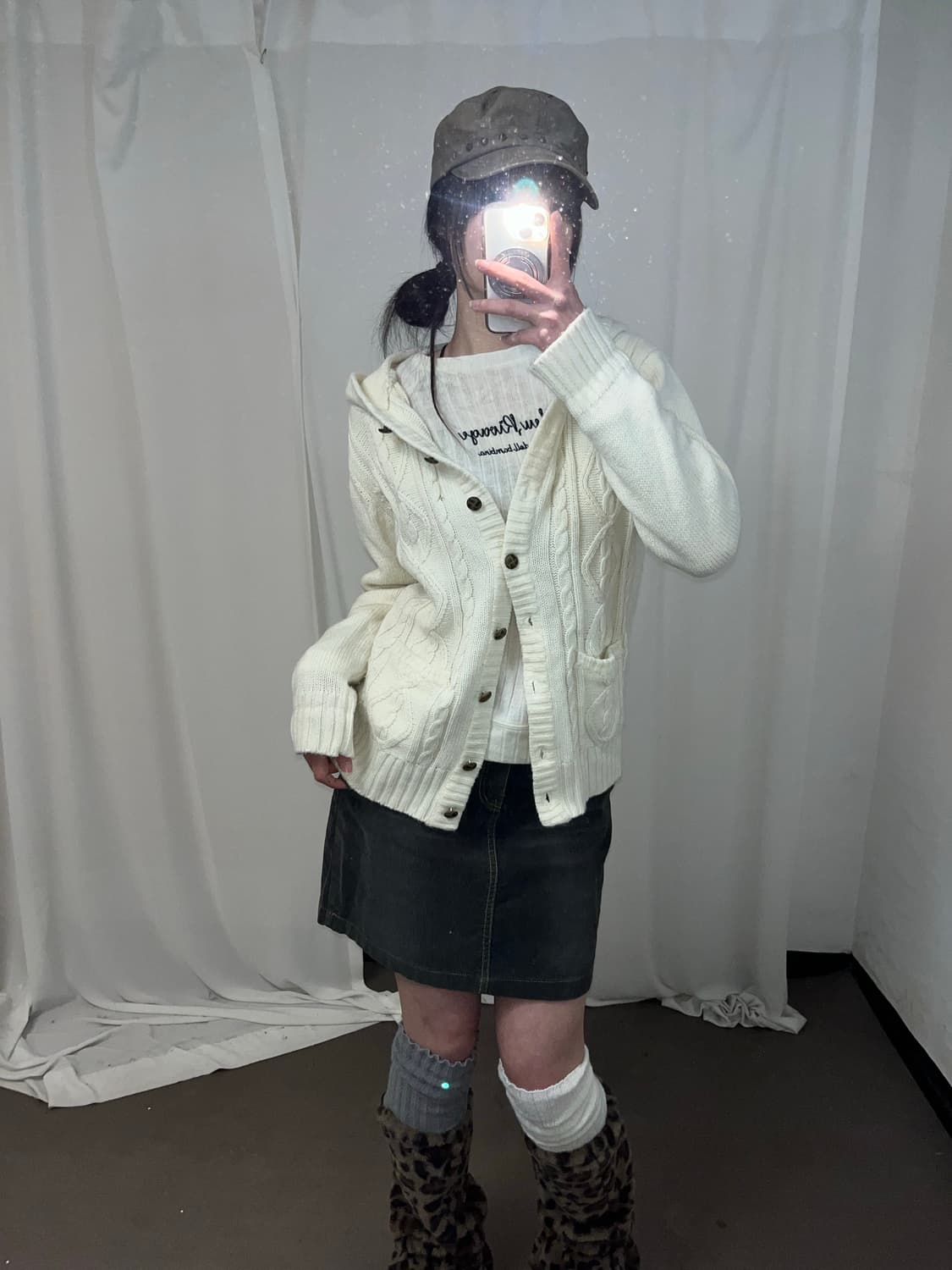 아이보리 후드 니트 가디건 상품이미지2