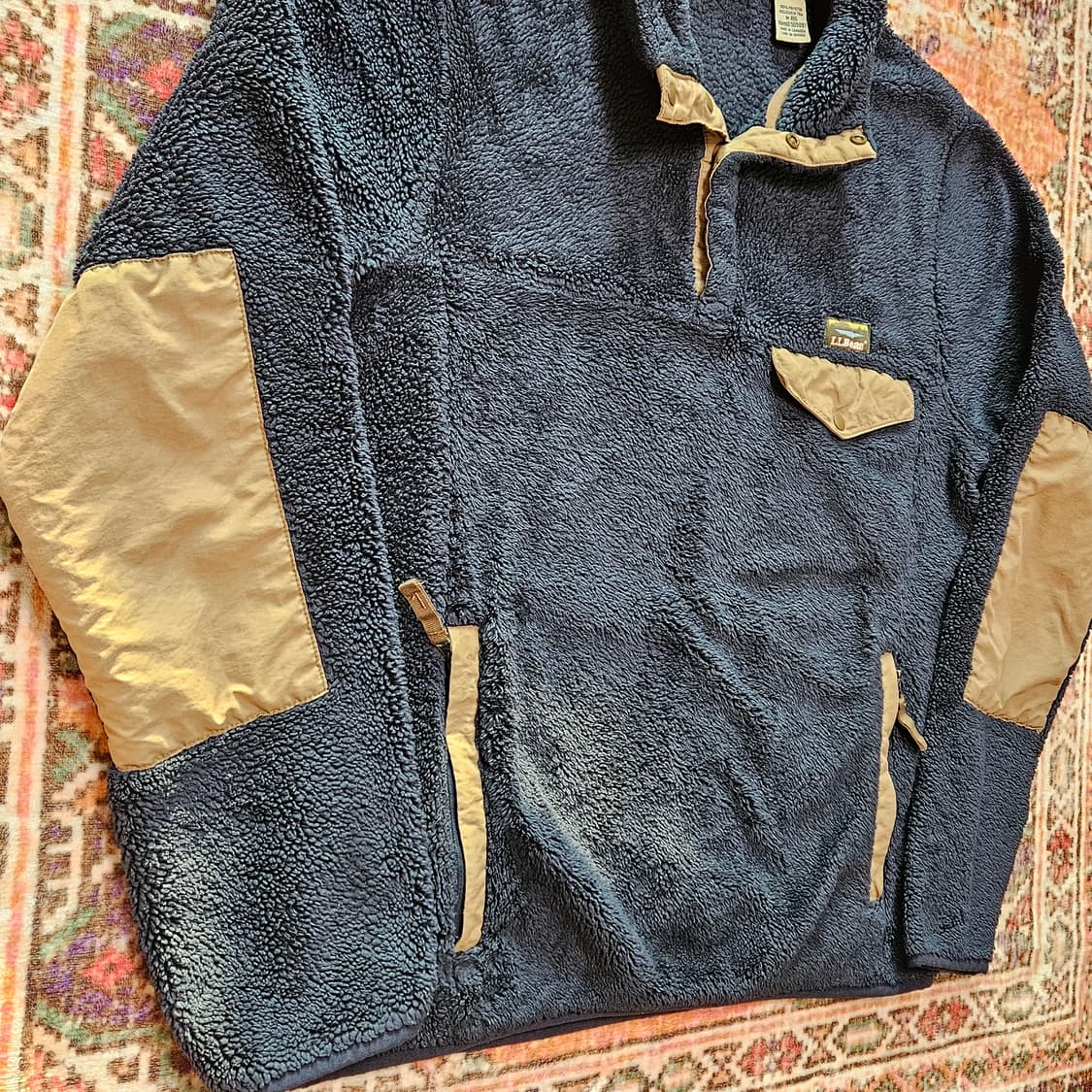 90s 엘엘빈 딥파일 신칠라 플리스 스냅티 상품이미지3