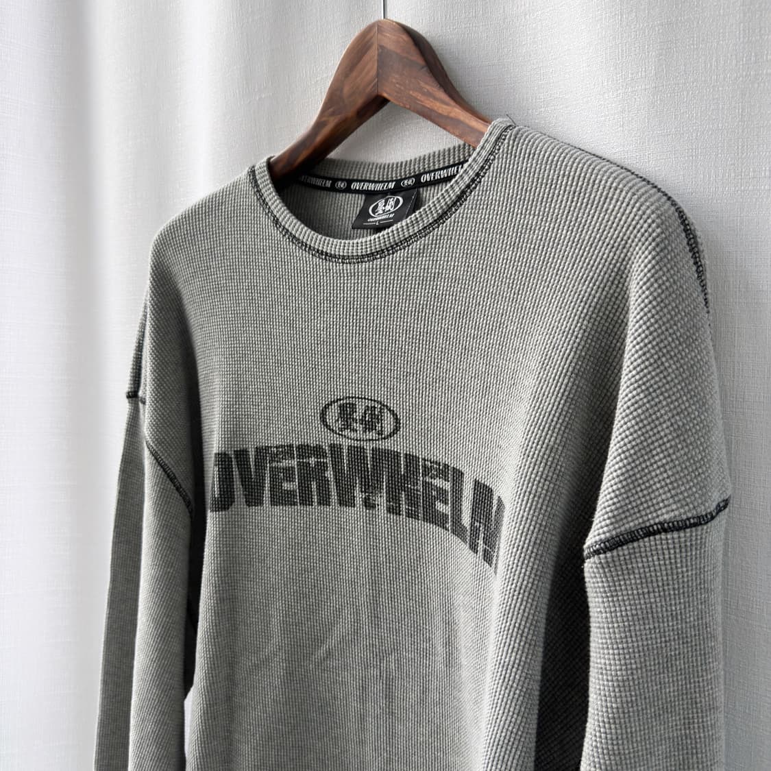 Overwhelm 압도 프린팅 와플 긴팔 티셔츠 그레이 L 상품이미지6