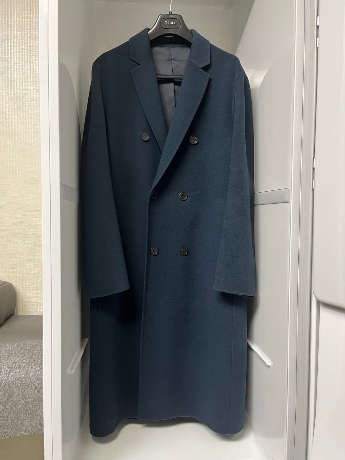 타임옴므 터콰이즈 캐시미어 세미오버핏 핸드메이드 더블코트 105사이즈 상품이미지1