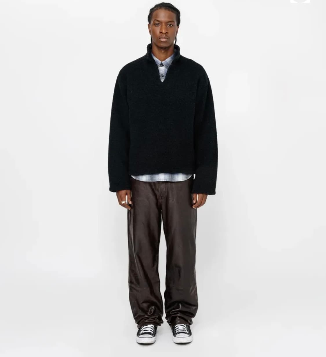 스투시 울 블렌드 쉐르파 풀오버 블랙 m사이즈 판매합니다 상품이미지3