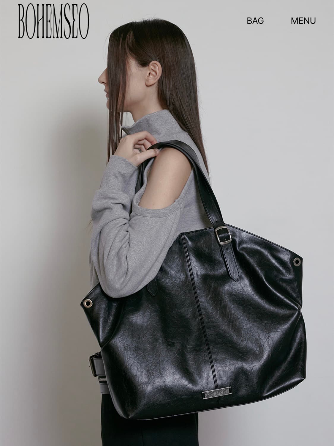 보헤미안서울 벨티드 셔링 레더 숄더백 상품이미지2