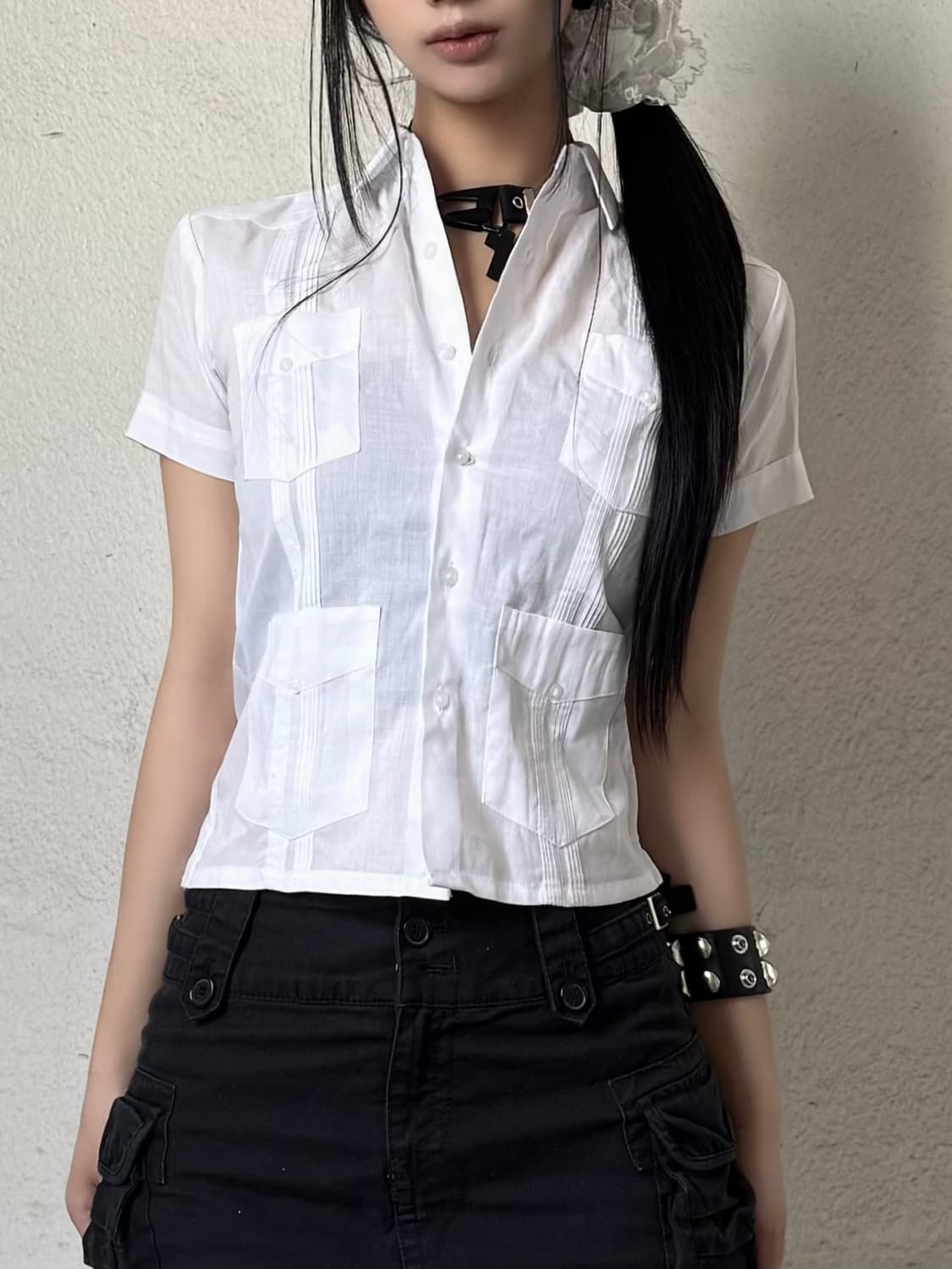 Crop white shirt 상품이미지1