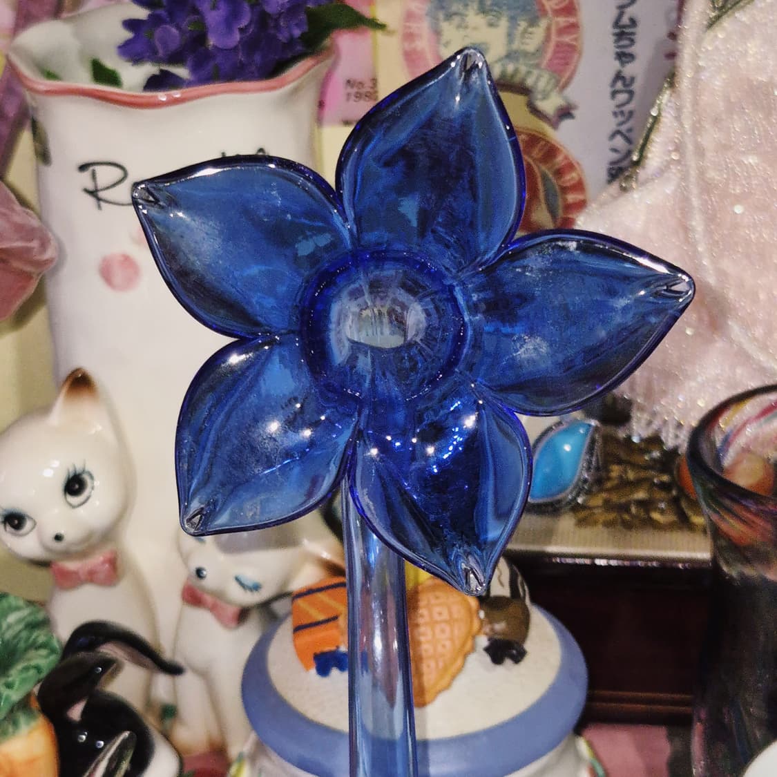 70s 야마나카 핸드블로운 퍼플 꽃송이 홀더 상품이미지6