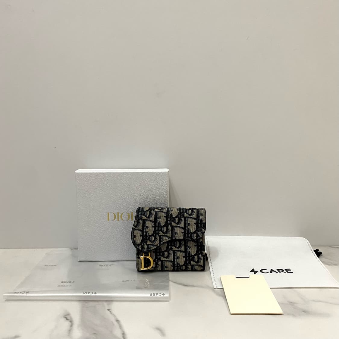 디올 새들 로터스 지갑 블루 디올 오블리크 자카드 여성 반지갑 상품이미지1