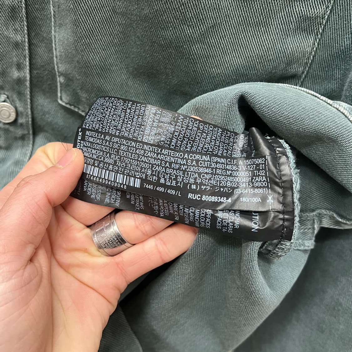 ZARA 자라 릴렉스핏 카키 워시드 데님 셔츠 남방 L 상품이미지4