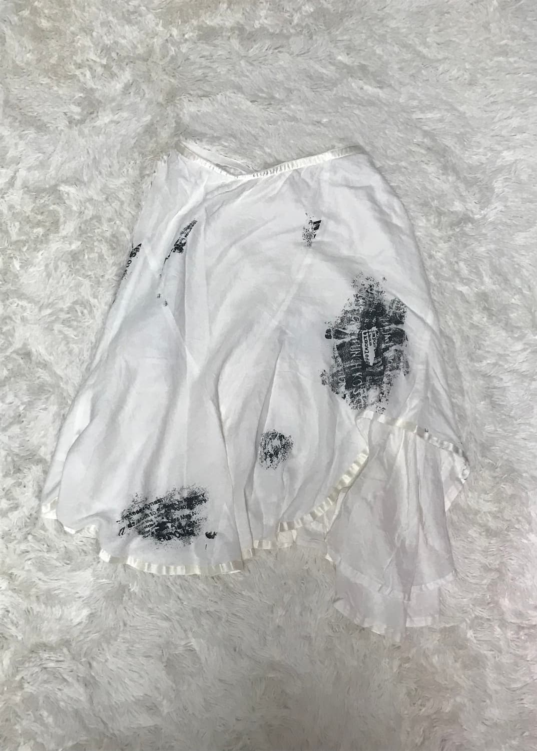 일본빈티지 레터링 디테일 언발란스 스커트 상품이미지1
