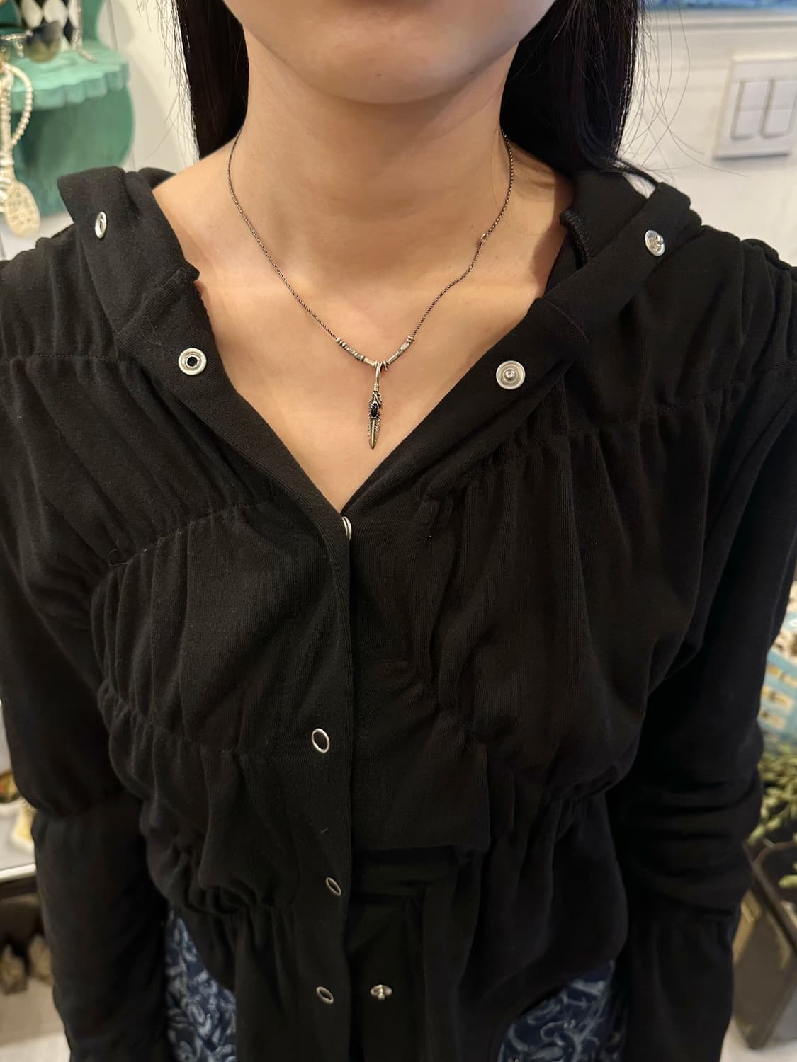 Onyx Feather 925Silver Necklace 상품이미지5