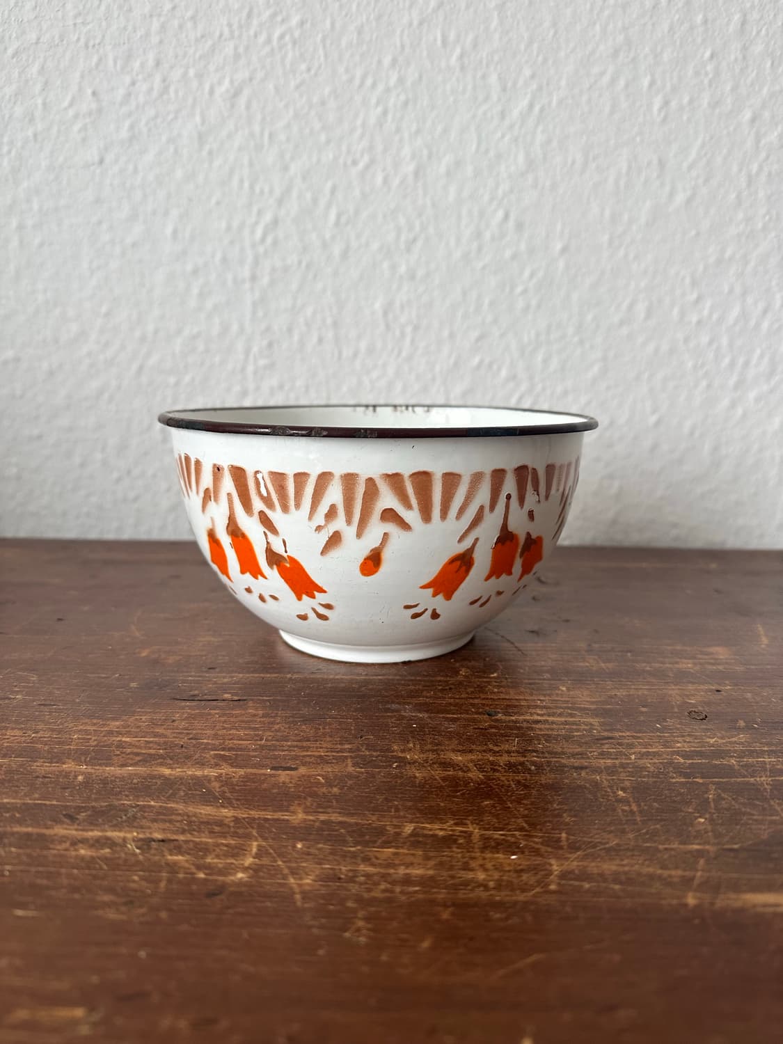 폴란트)빈티지 법랑 주황꽃 볼 상품이미지1