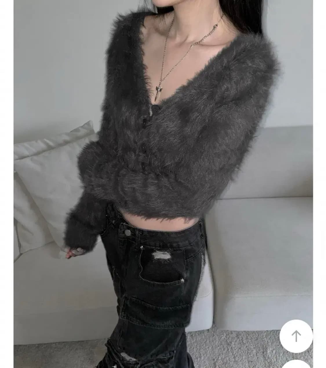 디에어타운 소프트 넥 가디건 그레이 상품이미지2