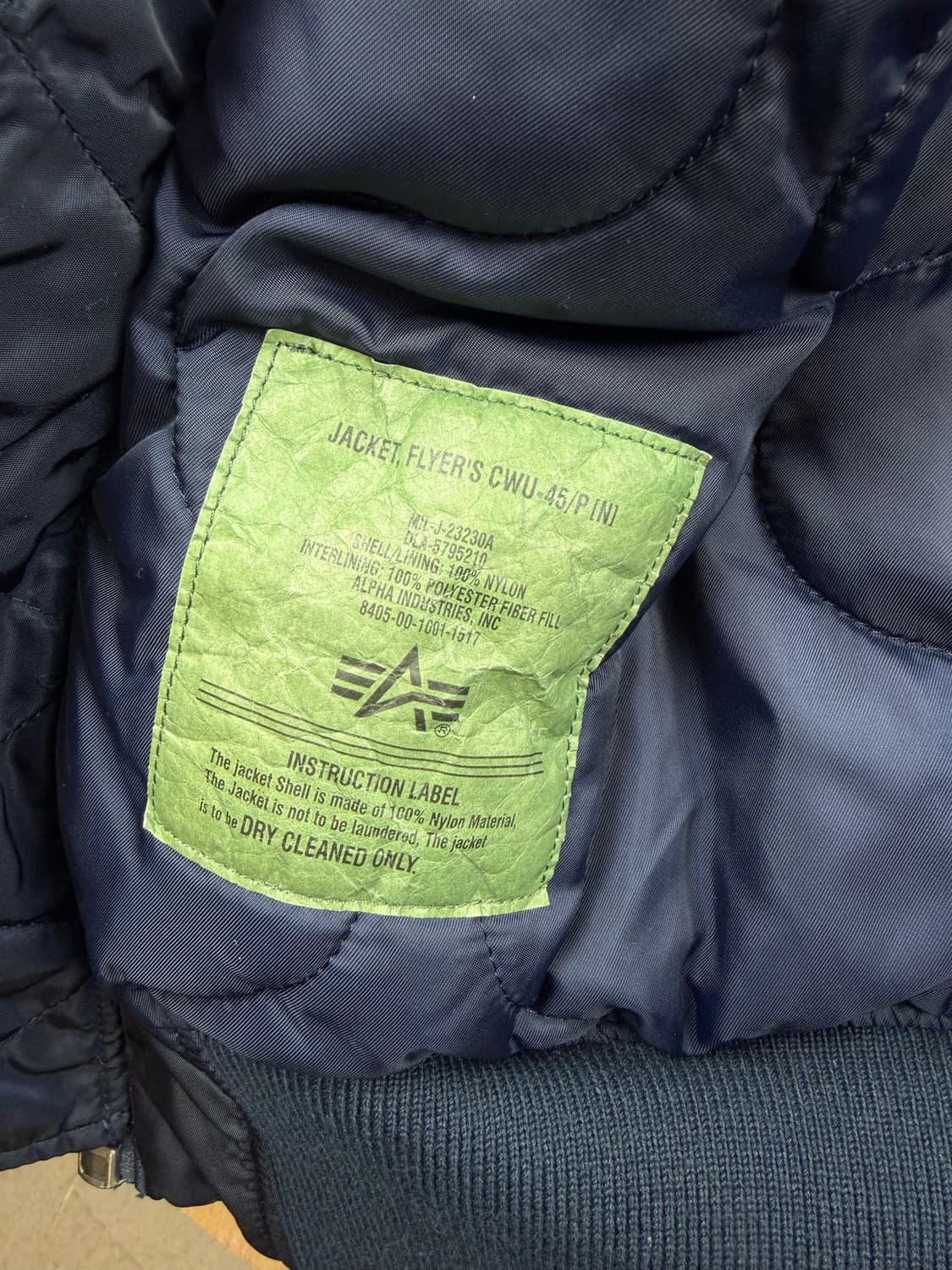 알파인더스트리 미공군 cwu-45/p 자켓 네이비 상품이미지5