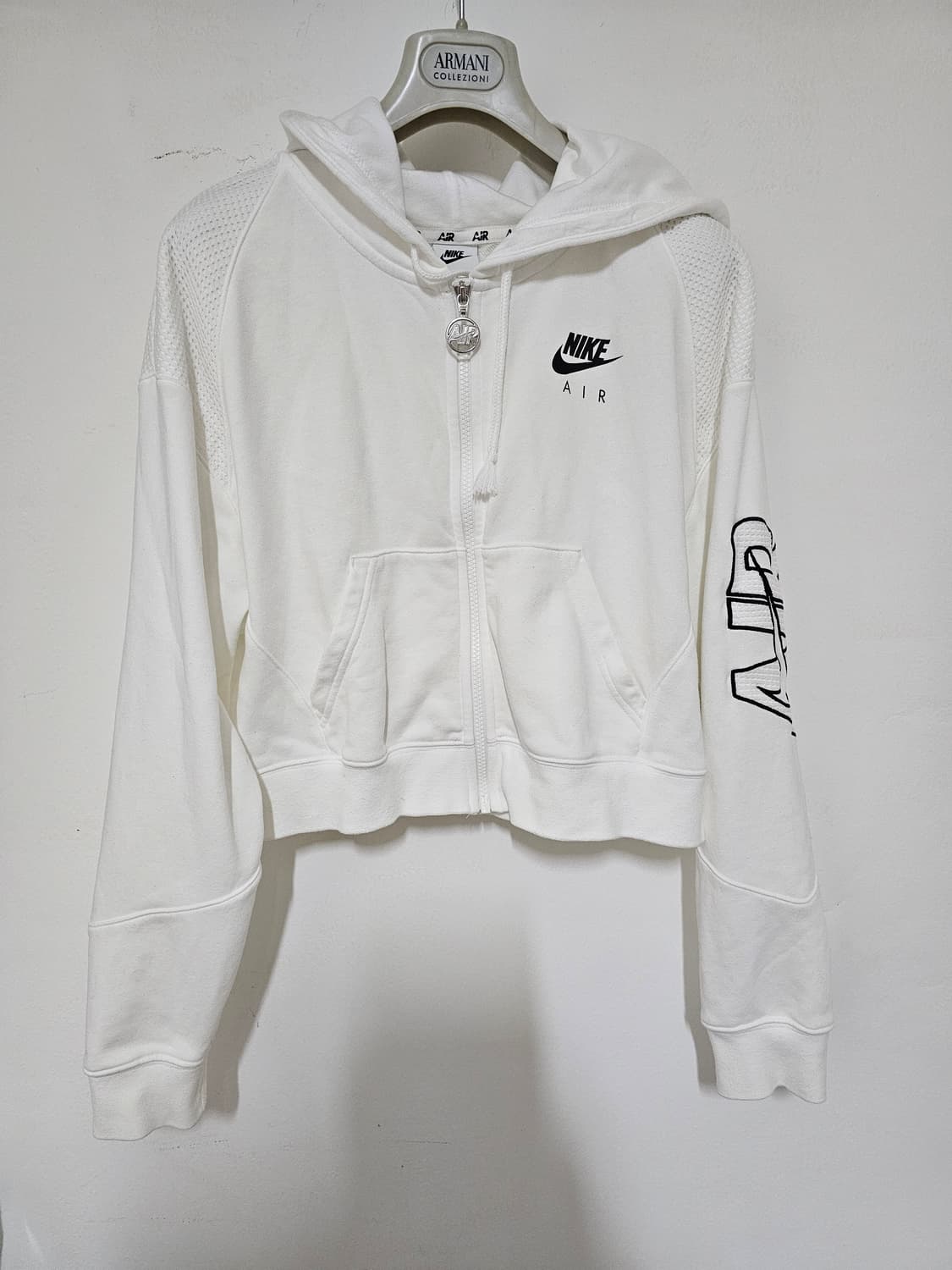 나이키 여성 오버사이즈 화이트 집업 후두 크롭 L/90 새상품 상품이미지1