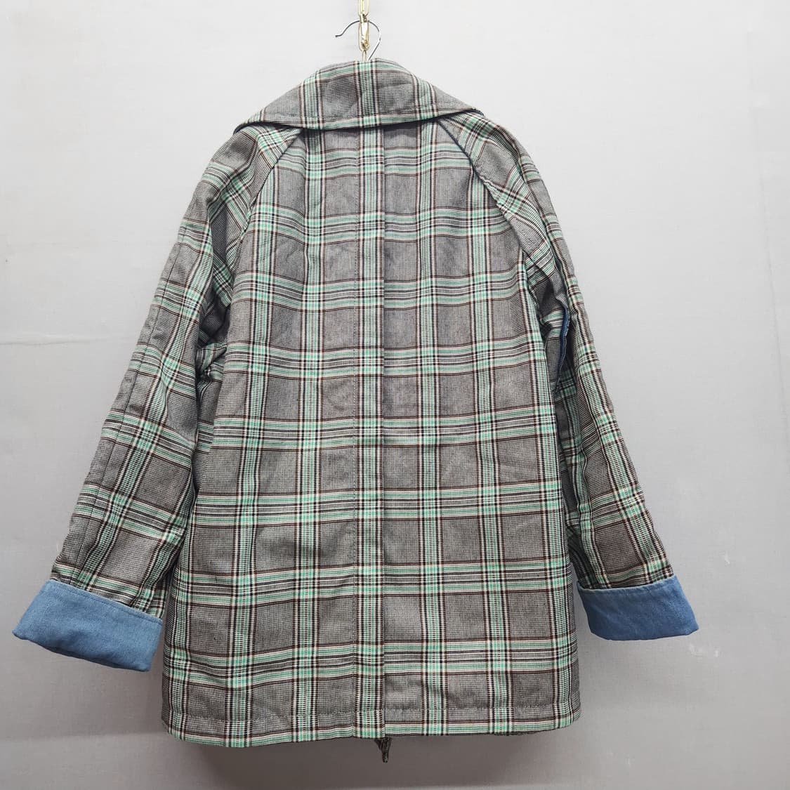 쥬시쥬디 데님 소매 디테일 체크 자켓 85(L) 상품이미지4