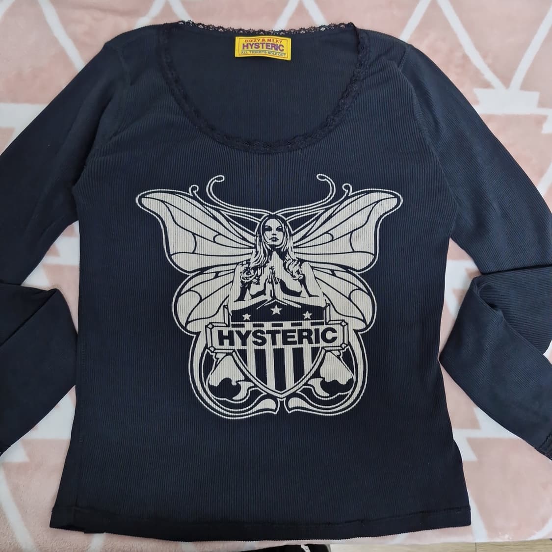 히스테릭 글래머 레비테이티드 걸 치비 티셔츠 블랙 긴팔 레이스 상품이미지3