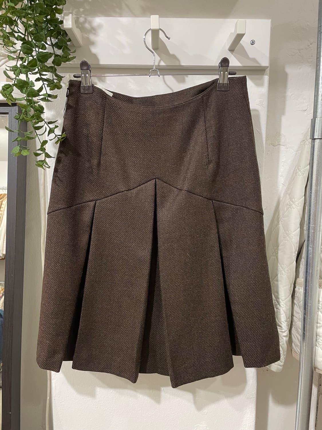 다크 브라운 울 플리츠 스커트 상품이미지5