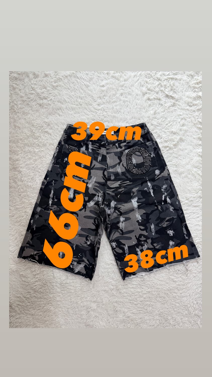 24ans 카모플라주 스터드 포인트 와이드 데님 쇼츠 (S사이즈) 상품이미지2