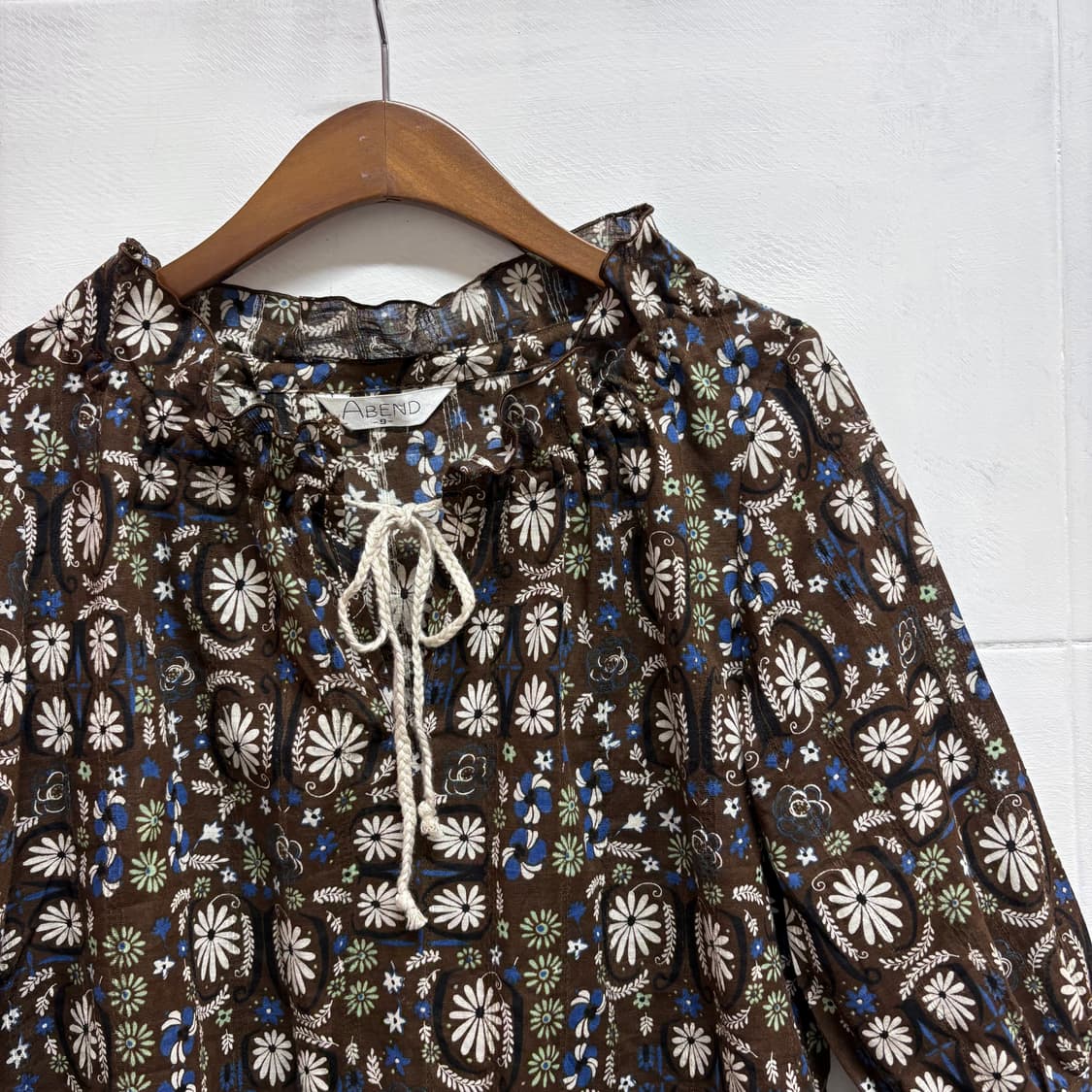 ABEND 브라운 히피 페어리 리본 플라워 블라우스 JPN 상품이미지2