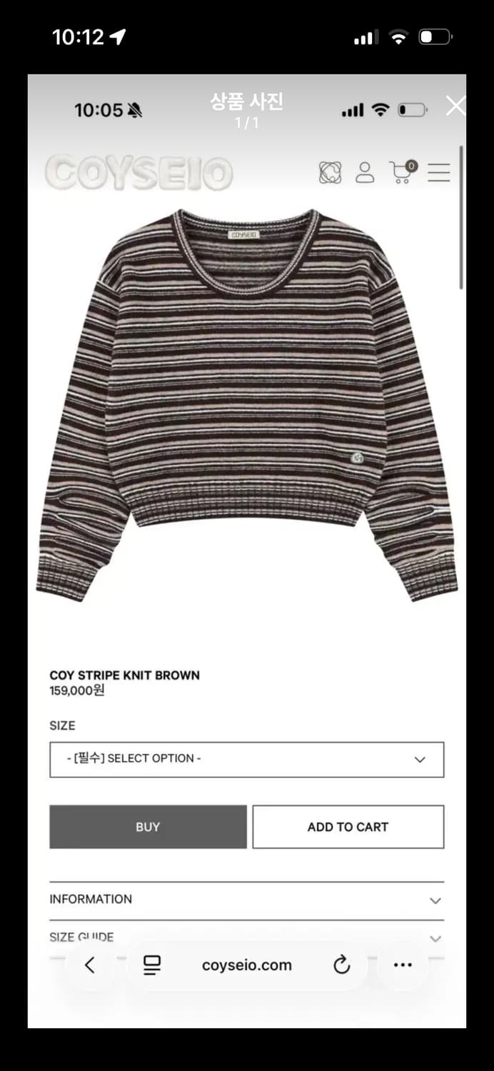 코이세이오 스트라이프 니트 브라운 팝니다 상품이미지1