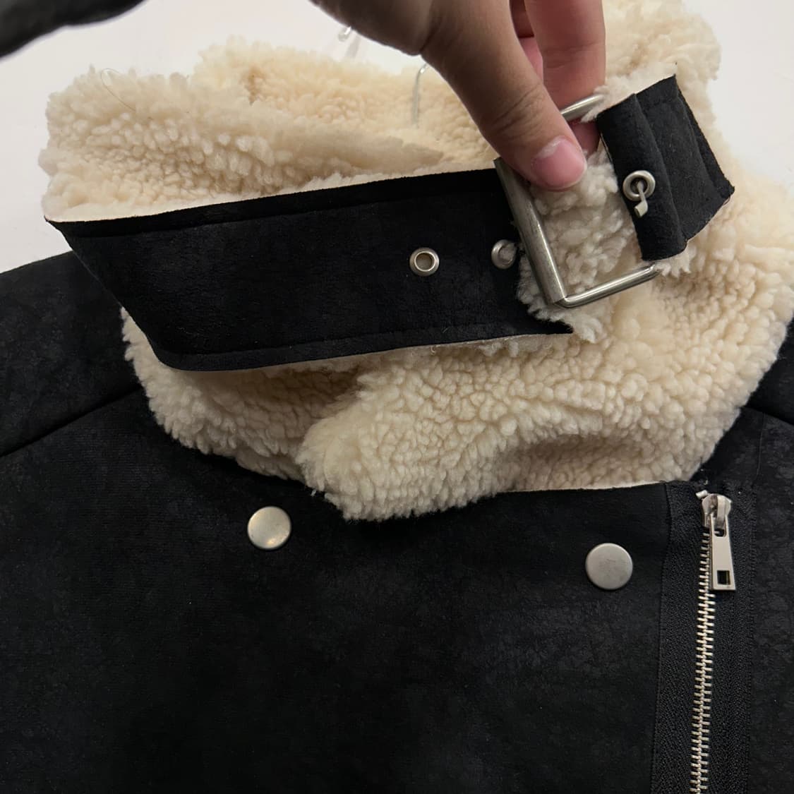 핸드메이드 무광 플리스 카라 스웨이드 무스탕 상품이미지3